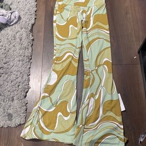 Green multi color bell bottoms